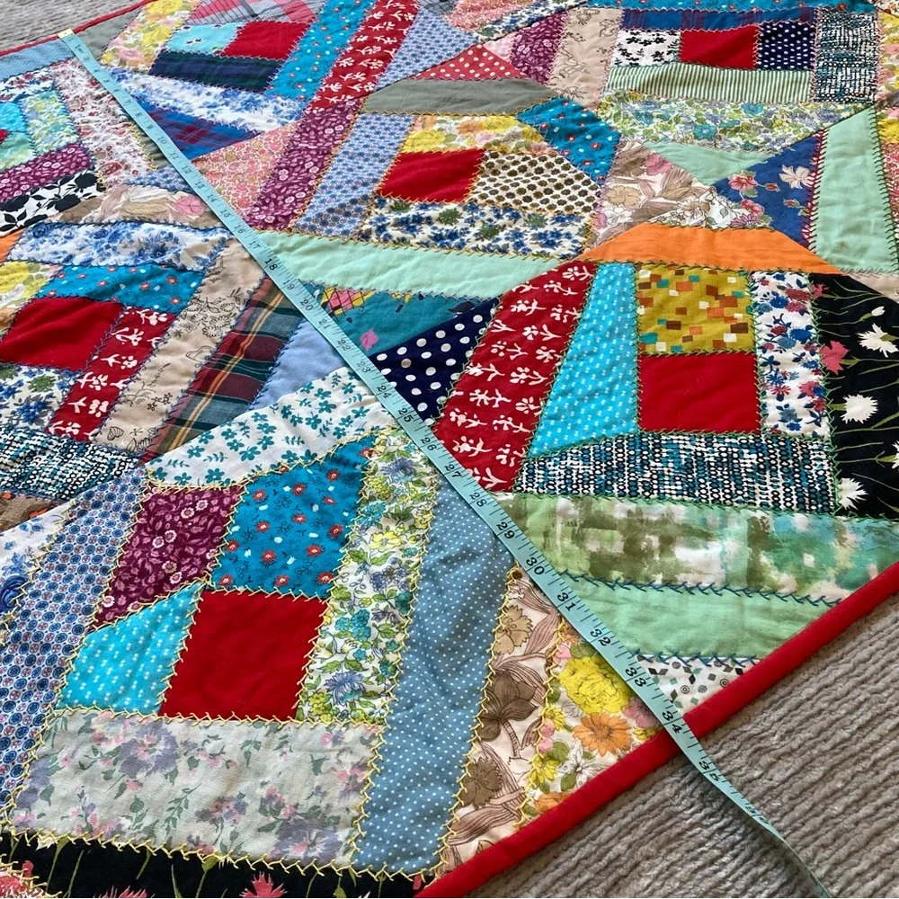 Vintage Log Cabin Quilt Baby Toddler‎ Child Patchwork Retro Cottagecore